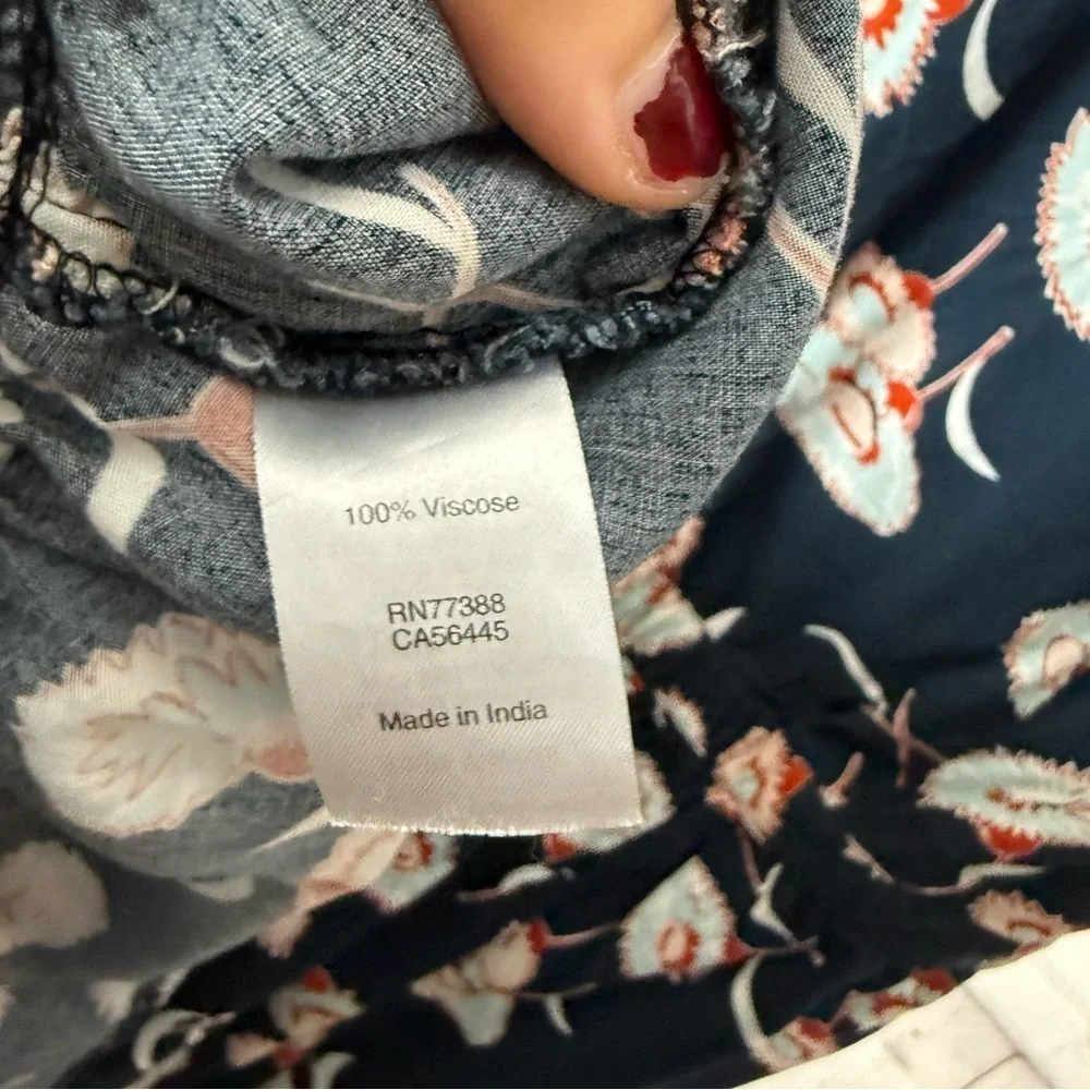 J. Crew Mercantile Floating Floral Ruffle V-Neck Faux Wrap Dress Blue Size 12